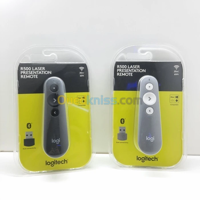 Pointeur ( Télécommande de présentation / Laser ) Logitech R500 Bluetooth et USB Gris clair