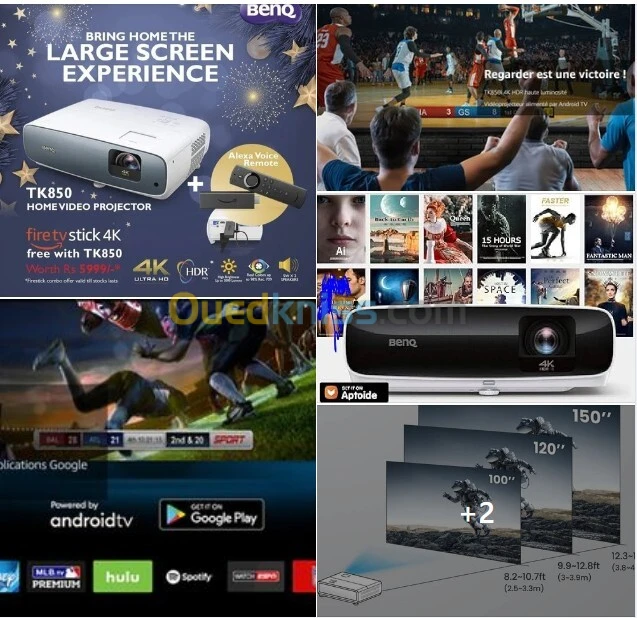   BenQ TK850i  4K HDR PRO, 3000 ANSI lumens, Android TV, Google Play, Résolution 3840 x 2160   