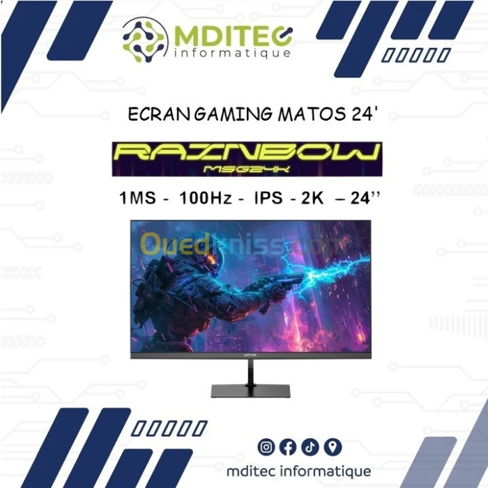 ECRAN GAMING MATOS 24' RAINBOW MSG24K 100HZ 2K 1MS IPS