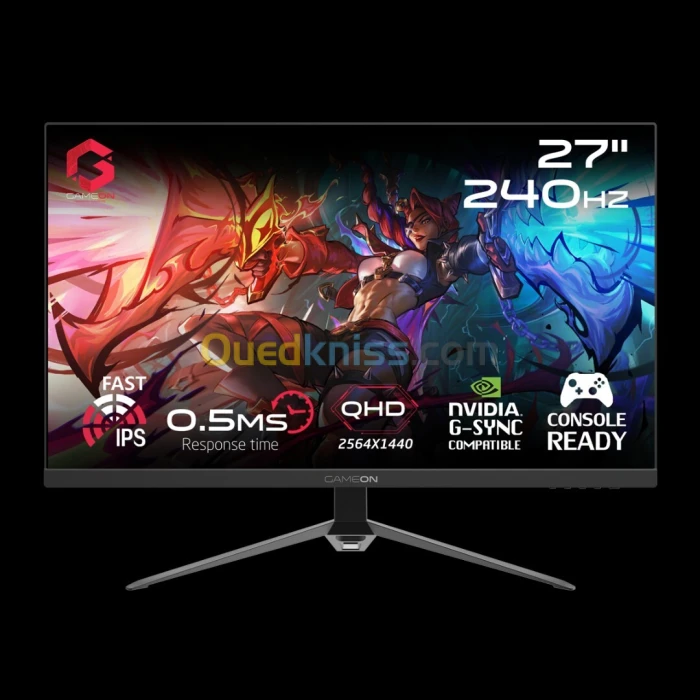 GAMEON GOES27QHD240IPS Gaming Monitor, 27 Inch Computer Monitor, QHD, 240Hz, MPRT 0.5ms, HDMI 2