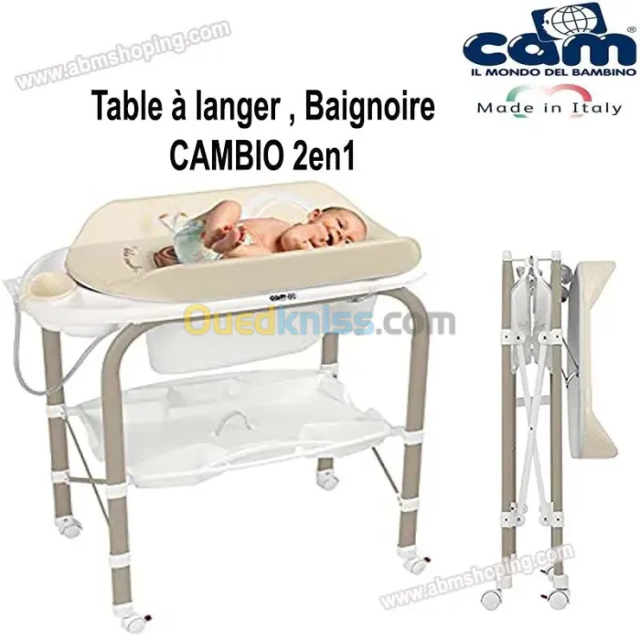 Table à Langer, baignoire CAMBIO 2en1 -CAM Italie