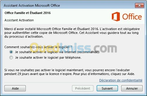 Activation en Ligne d'OFFICE/Windows + Maintenance Soft de Laptops