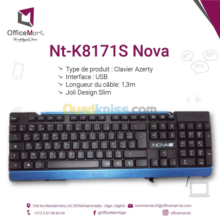 Clavier NOVA USB NT-8171S azerty