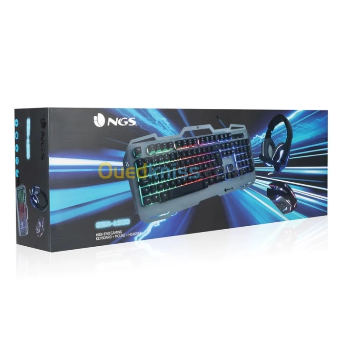 KIT GAMING CLAVIER MULTIMEDIA + SOURIS OPTIQUE + CASQUE AVEC MICROPHONE NGS GBX-1500