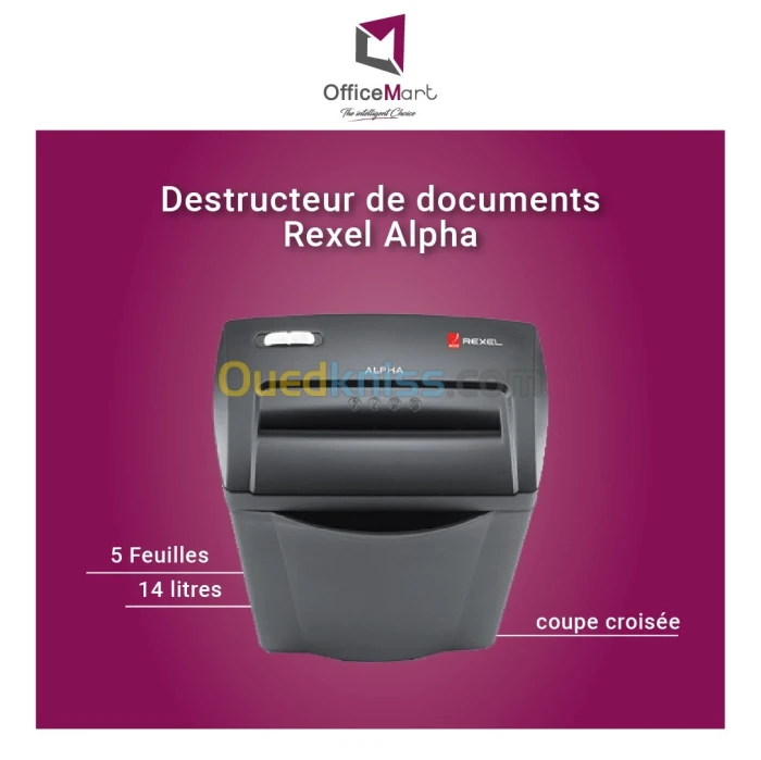 Destructeur de documents  Rexel Alpha 