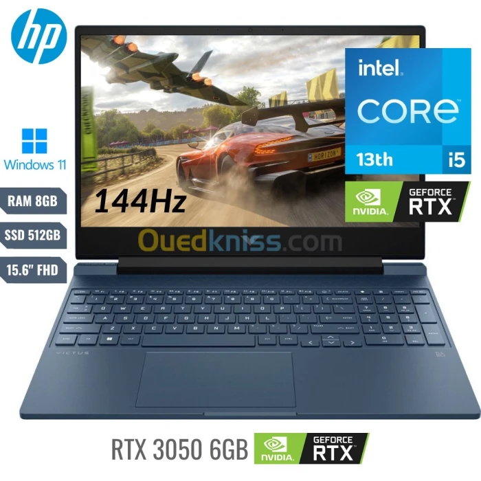 HP VICTUS I5 13420H 08GO DDR4 512 NVME SSD NVIDIA RTX 3050 06GB 15.6" FHD 144Hz