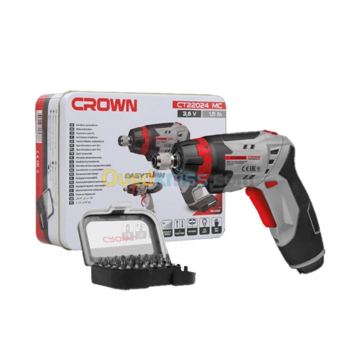 Visseuse Tournevis Electrique Rotative Sans Fil 3,6V Avec Torche CROWN | CT22024