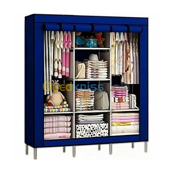 Armoire De Rangement-Penderie - Noir خزانة ملابس بتصميم عصري من القماش قابلة للطي