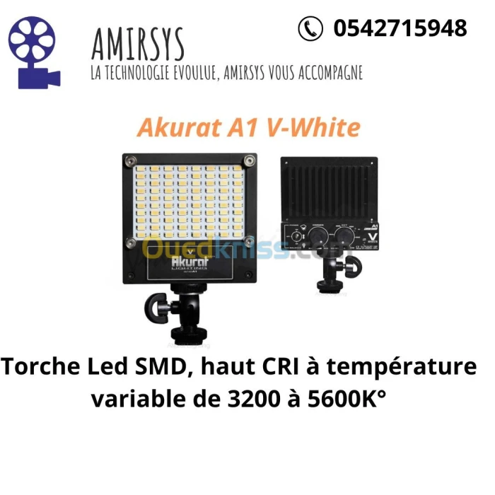Torche pour caméra LED SMD Akurat A1 V-White