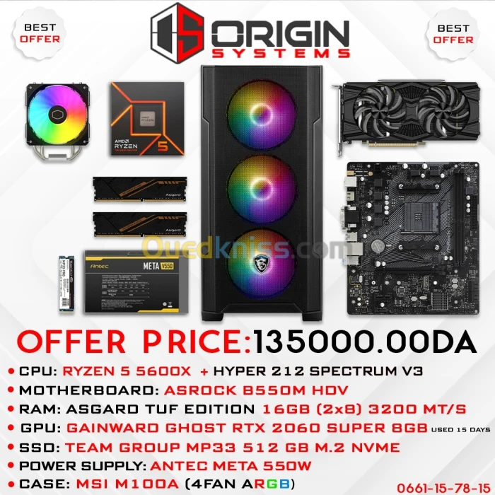 ORIGIN SYSTEMS CONFIG |ASROCK B550M-HDV | GAINWARD RTX 2060 SUPER 8GB |AMD R5 5600X + HYPER 212 SPE