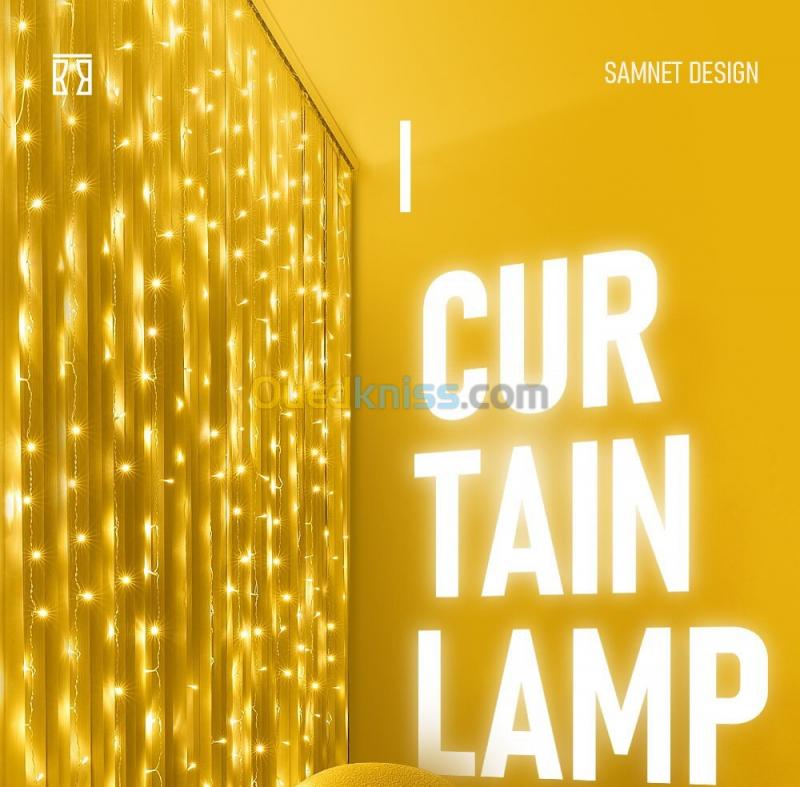  Guirlande guirxiété Rideau LED 3x3 mètres couleur jaune doré ستار ضوئي خاص برمضان