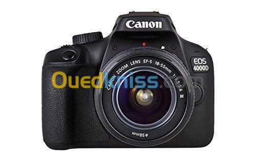  Canon EOS 4000D Reflex Numérique 18 MP - Ecran 2.7" - Vidéo HD - Wi-Fi - Objectif 18-55mm 
