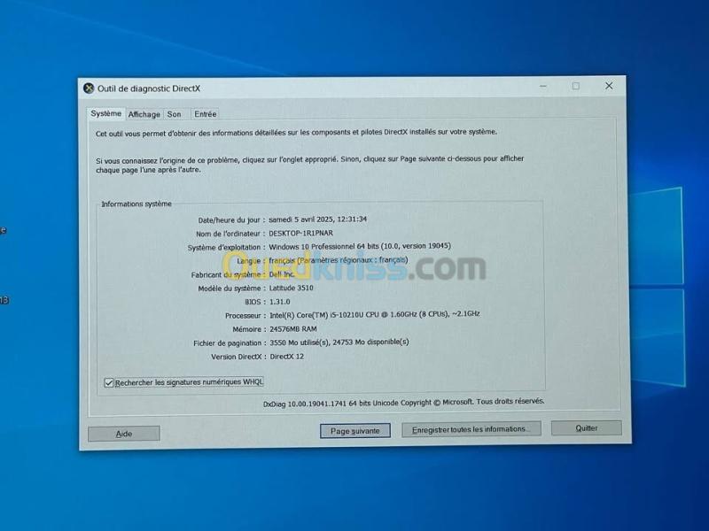2 X DELL LATITUDE 3510 / INTEL I5 10 EME / 16 G / 256 / 15.6 FHD+CARTABLE ( PRODUIT CANADIEN) 7