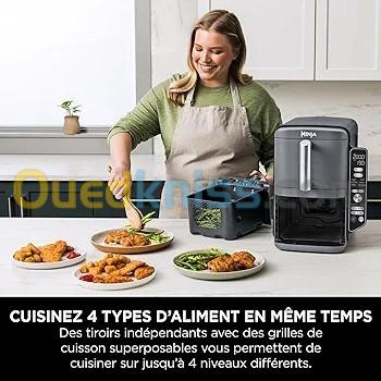 NINJA Double Stack XL Friteuse sans huile friteuse verticale à 2 tiroirs 4 niveaux cuisson 2 tiroirs et 2 grilles design compact capacité de 9,5L 6 fonctions de cuisson 8 portions gris SL400EU 4