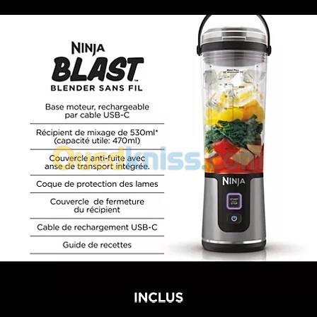 Blender portable sans fil Ninja Blast  Noir BC151EUBK 10