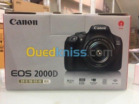  Canon EOS 2000D - Reflex 24.1 MP - Ecran LCD 3" - Full HD - Wi-Fi - NFC + Objectif EF-S 18-55 mm