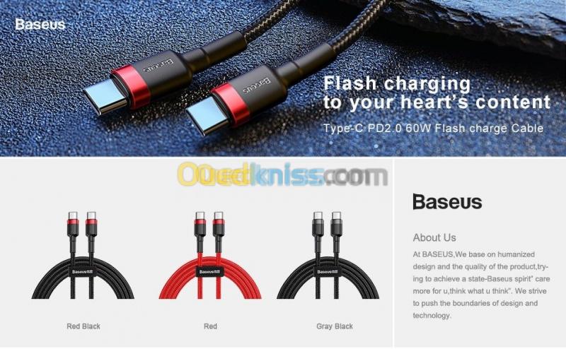  Câble Baseus  Quick Charge Type C 60W