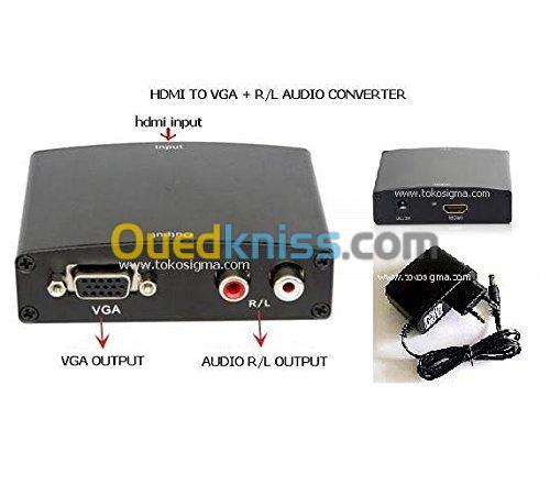  Convertisseur VGA To HDMI+ VGA + Audio