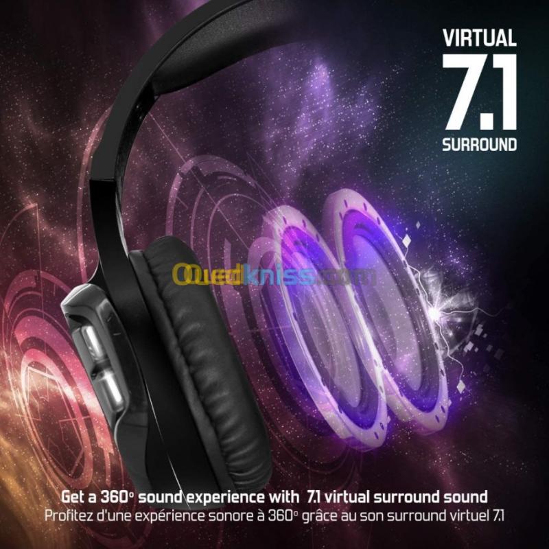 CASQUE GAMING SPIRIT OF GAMER XPERT H1100 -SANS FIL 2.4 GHz- VIRTUAL 7.1 - MICRO RÉTRACTABLE - NOIR 4