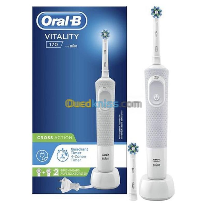  ORAL B Brosse À Dents Électrique + 2 Brossette - Vitality170 - Blanc