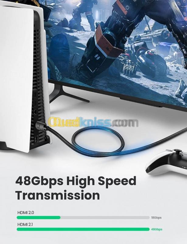 UGREEN Câble HDMI 2.1  8K 60Hz * 4K 120Hz * UHD Haute Vitesse 48 Gbps 0.5M * 1M * 1.5M * 3M