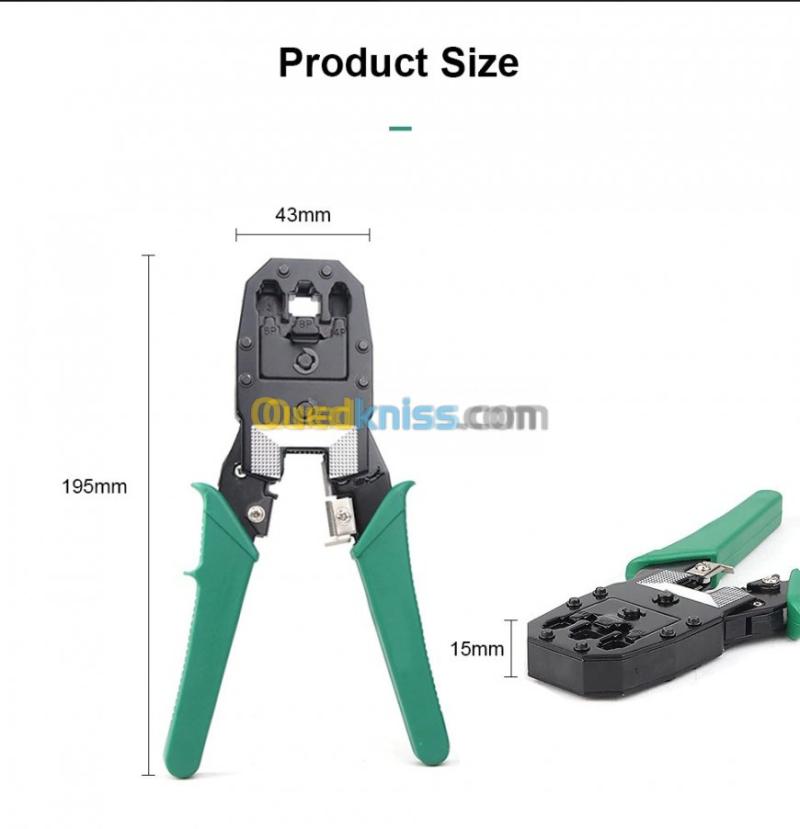Pince à sertir réseau LAN Cable RJ45 RJ12 RJ11 8P6P4P avec dénudeur 4