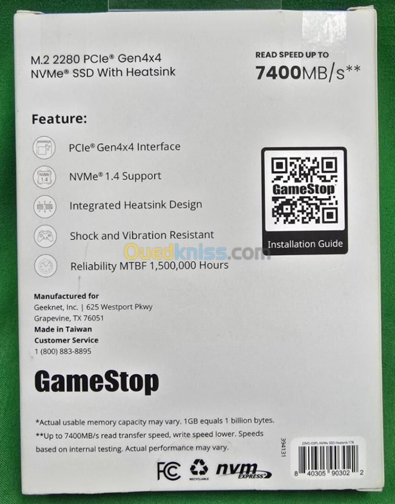 GameSTOP 1TB PCIE 4.0X4 NVME avec Heatsink -- promotion 2
