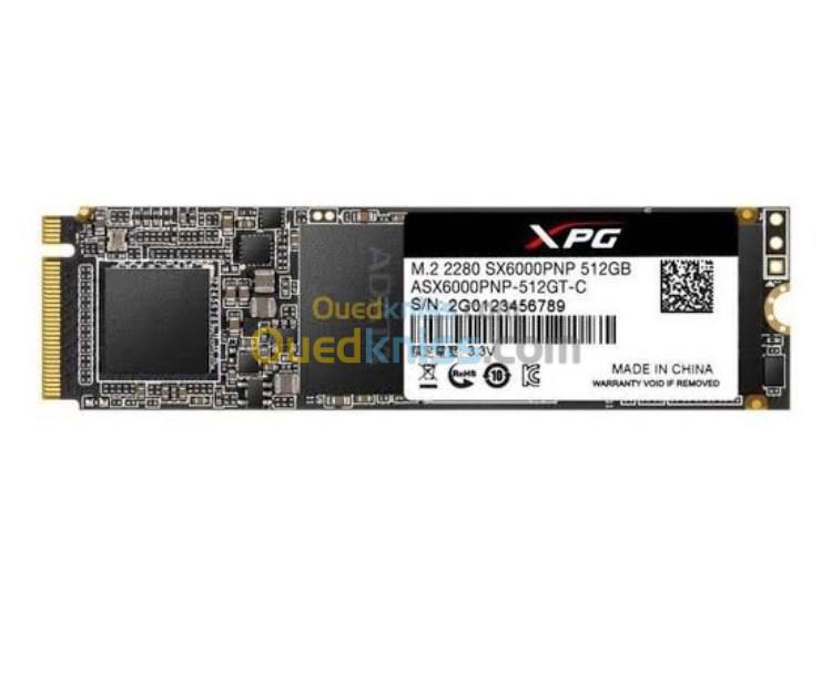  DISQUE SSD 512 GO , ADATA XPG SX6000 PRO , M.2 2280 PCI EXPRESS 3.0 X4 (NVME)
