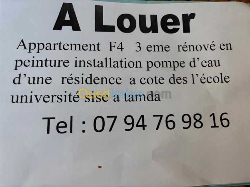 Location Appartement F4 Tizi Ouzou Ouaguenoun