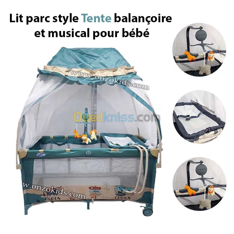  Lit parc style Tente balançoire et musical pour bébé - Pingouin