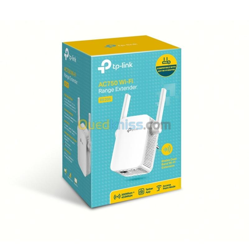  Répéteur TP-LINK WiFi / Point d'accès WiFi 5 bi-bande (AC750 Mbps) RE205