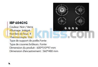 TABLE DE CUISSON IRIS 4 FEUX 60CM 8