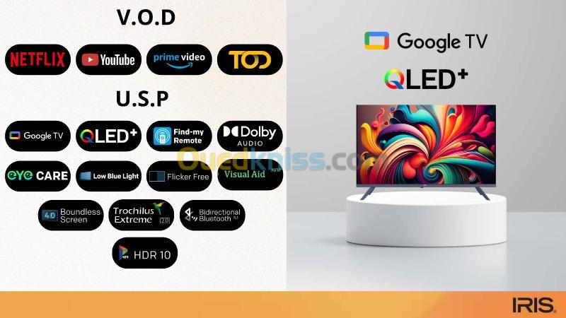 TELEVISEUR IRIS 43 Q4030 QLED ANDROID 14 GOOGLE TV 43POUCES FHD 2