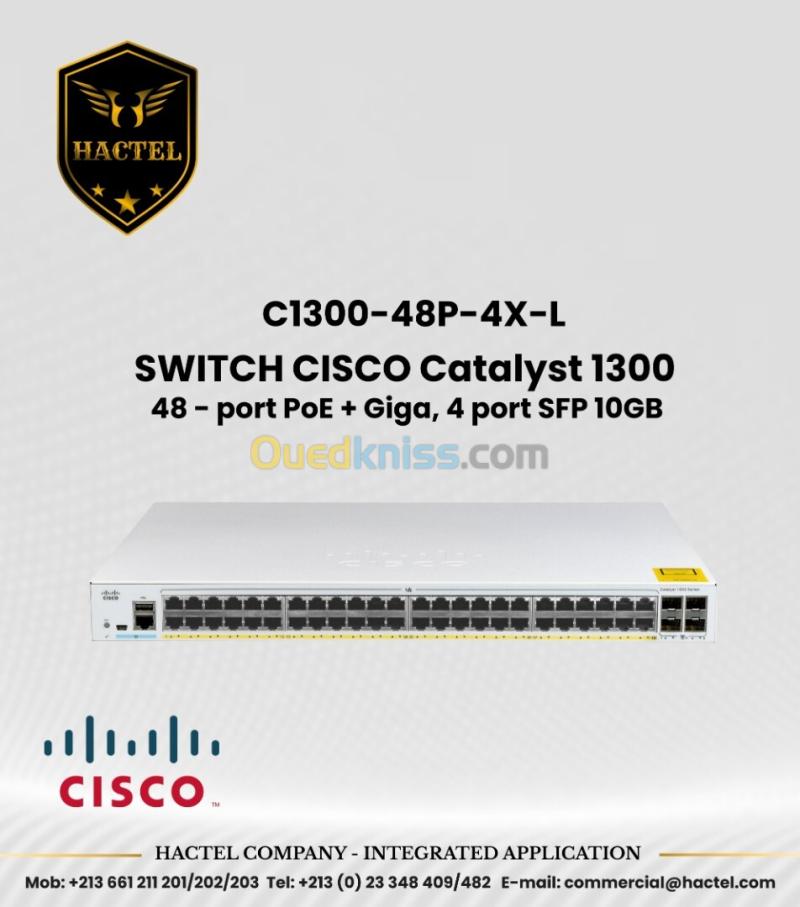 CISCO Switch C1300 24 et 48 Port PoE et Non PoE avec SFP 1GB et 10GB SFP+ Ports 9
