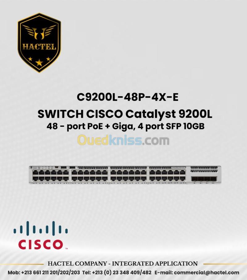 CISCO Switch C9200L 24 et 48 Port PoE et Non PoE avec 1GB SFP et 10GB SFP+ Ports 7