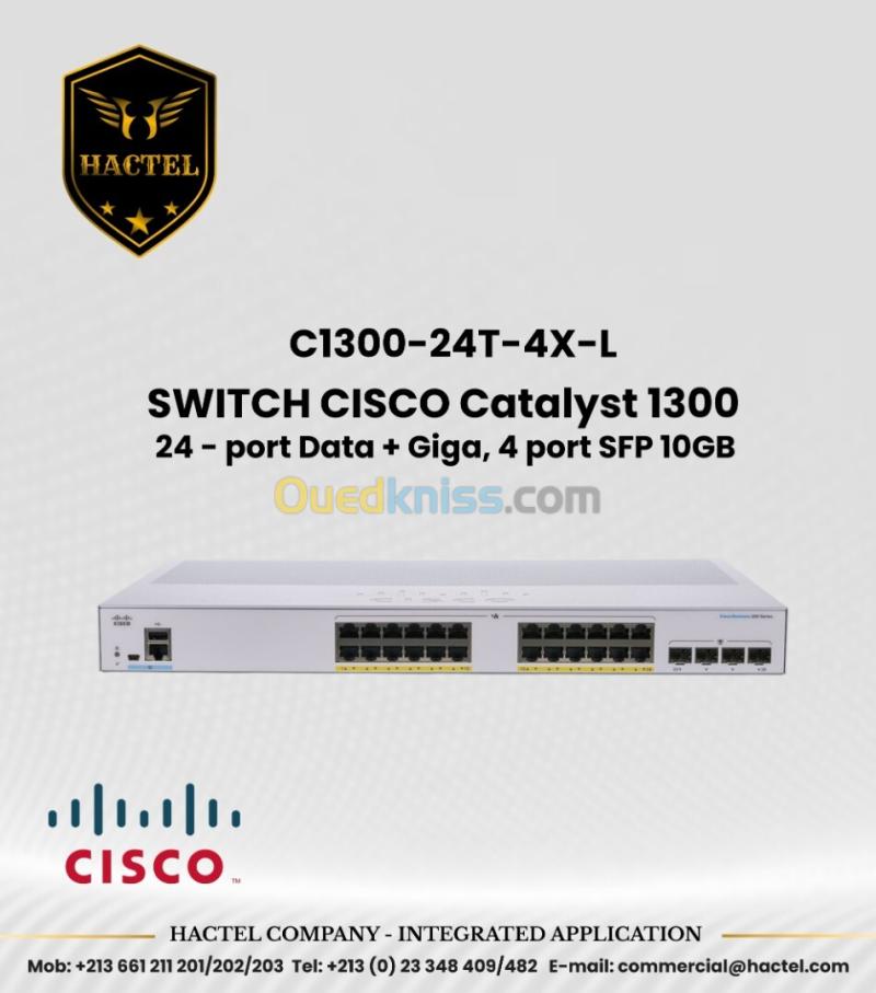 CISCO Switch C1300 24 et 48 Port PoE et Non PoE avec SFP 1GB et 10GB SFP+ Ports 4