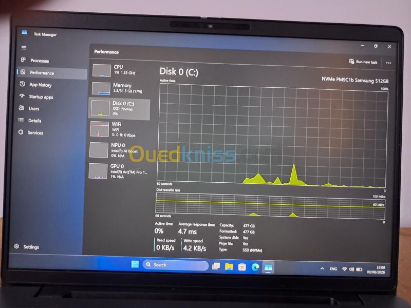 Dell Pro Max 14, Intel Core Ultra 7 265H/ Ultra 7 165H, 32GB DDR5 Ram 7500 Mts, 512GB espace SSD NVMe 9