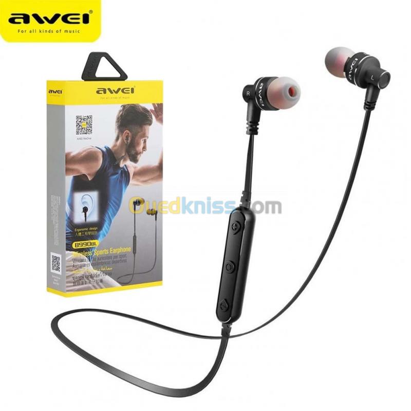  Ecouteur Sans-fil Bluetooth 4.2 AWEI B990BL Tour de Cou pour Sport avec microphone