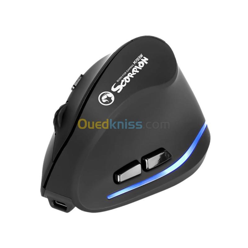 Souris vertical Ergonomique Gaming sans-fil rechargeable 2400dpi 6 Boutons MARVO Scorpion M703W 3