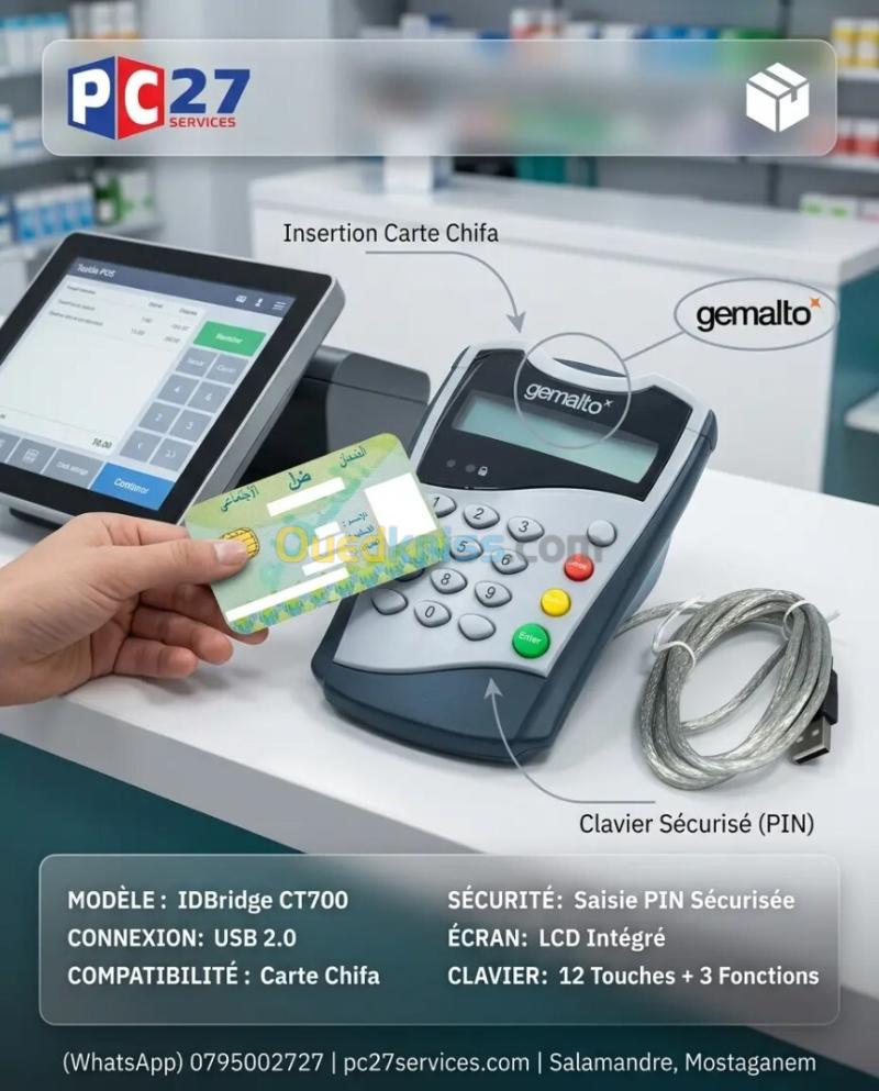 LECTEUR CARTE CHIFA GEMALTO / THALES IDBRIDGE CT700 USB Ref : 7466