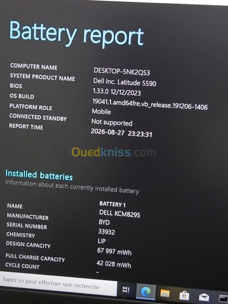 Dell latitude 5590 I5 8350U RAM 8GB SSD 256GB 15.6 FULL HD 13