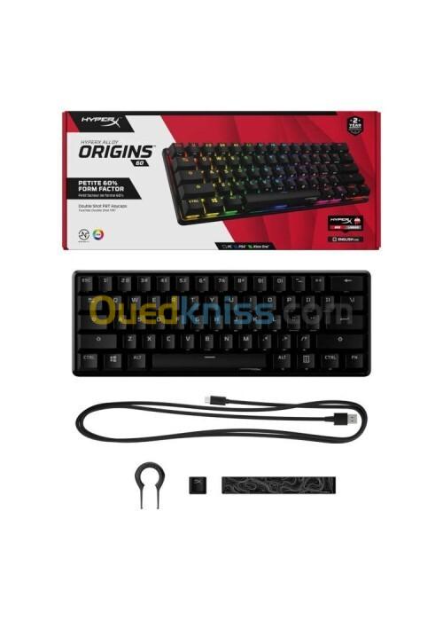 CLAVIER GAMING HYPERX ALLOY ORIGINS 60 AQUA TACTILE  RGB BLACK ENGLISH US 2