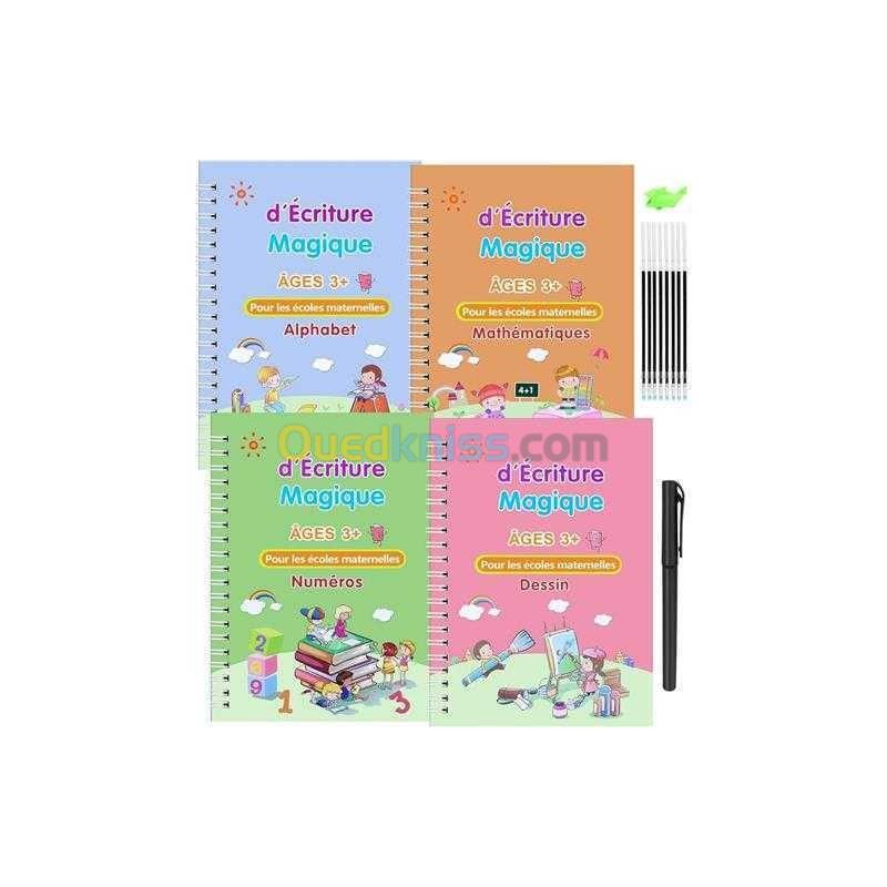  Pack De Cahier D Écriture Méutilisable Pour Enfant 3 - 7 Ans Mathématiques, Dessin, Alphabet)