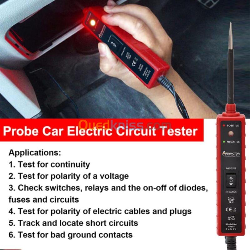 Testeur de circuit électrique automobile voiture AERMOTOR EM285 CC 6-24 V 8