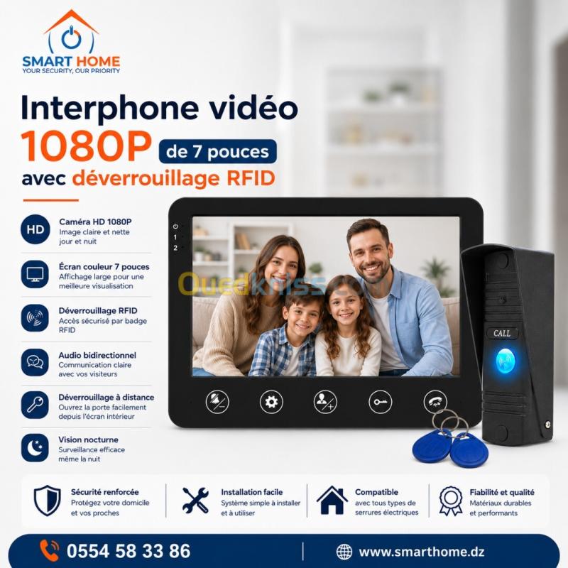 Moniteur visiophone 1080P 7 pouces avec déverrouillage RFID 2
