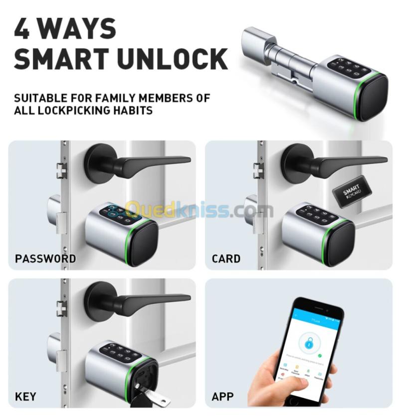 Cylindre Intelligent TTLock  Serrure Connectée Bluetooth avec Clavier à Code 8