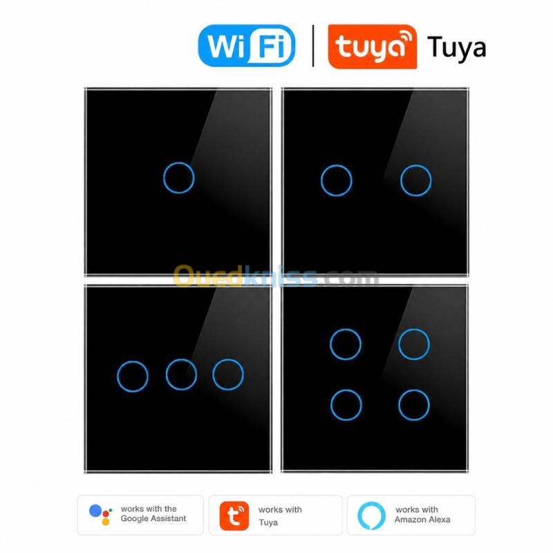 Interrupteur Tactile de lumière intelligent connecté wifi 1 / 2 / 3 / 4 / Boutons