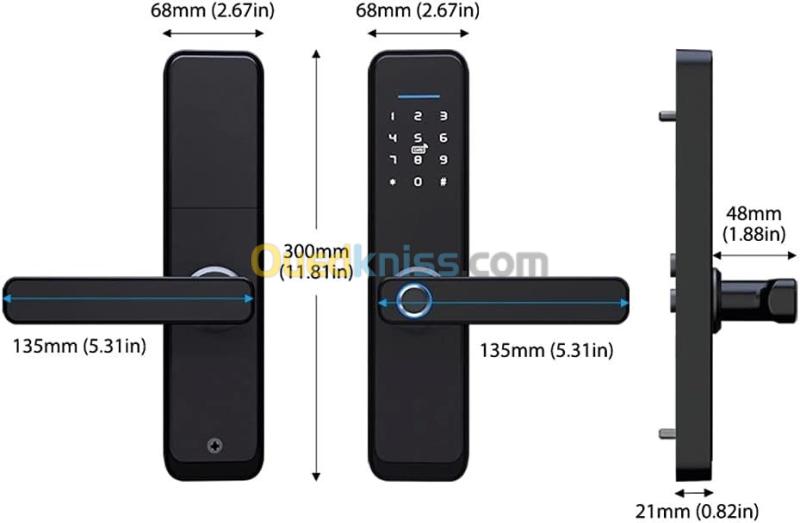 Serrure Connectée Intelligente Tuya & TTLock Empreinte Digitale, Code, Carte RFID et Clé 5