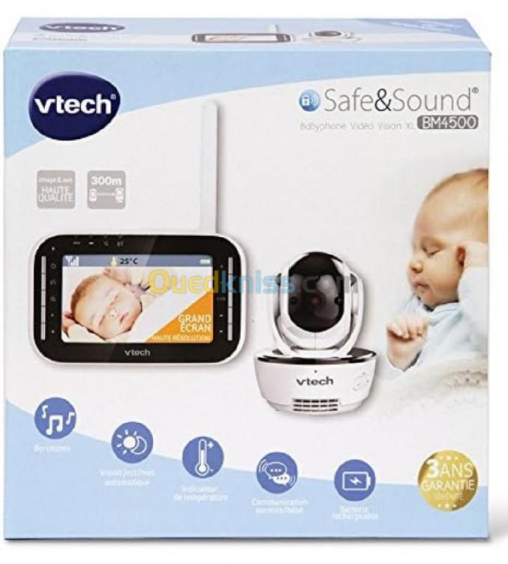  Babyphone Vtech avec Grand écran couleur 4,3 pouces 