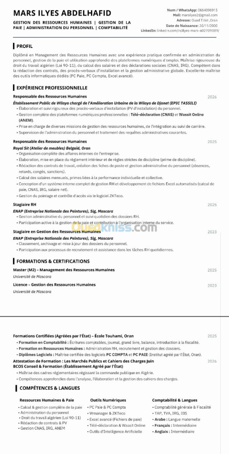 Gestionnaire des ressources humaines